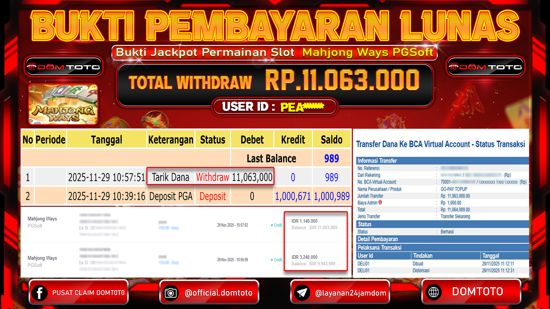 JACKPOT  SLOT Mahjong Ways PGSoft 29 NOVEMBER 2025